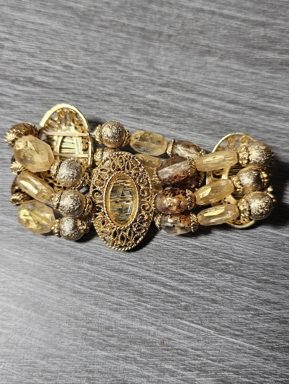 Vintage Gold Beaded Stretch Bracelet